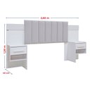 Ver imagem 3 de Cabeceira Casal Queen 160 cm Ripada 100% MDF Estofada Isis com 02 Mesas de Cabeceira Espresso Móveis Branco