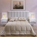 Ver imagem 1 de Cabeceira Casal Queen 160 cm Ripada 100% MDF Estofada Isis com 02 Mesas de Cabeceira Espresso Móvei