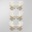 Ver imagem 1 de Kit 06 Cadeira Flor Industrial Linho - Base Ferro Dourado - Bege