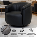Ver imagem 3 de Poltrona Decorativa Roma Giratória em Courino Confortável Base 360 Graus Escritório Clínica Montada:
