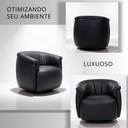 Ver imagem 2 de Poltrona Decorativa Roma Giratória em Courino Confortável Base 360 Graus Escritório Clínica Montada: