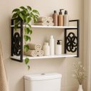Ver imagem 3 de Prateleira Decorativa 70cm Branca com Suporte Estilo Industrial Preto Suspensa Organizadora Nicho