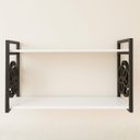 Ver imagem 2 de Prateleira Decorativa 70cm Branca com Suporte Estilo Industrial Preto Suspensa Organizadora Nicho