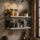 Ver imagem 4 de Prateleira Decorativa 70cm Branca com Suporte Estilo Industrial Preto Suspensa Organizadora Nicho