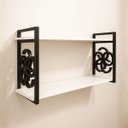 Ver imagem 1 de Prateleira Decorativa 70cm Branca com Suporte Estilo Industrial Preto Suspensa Organizadora Nicho