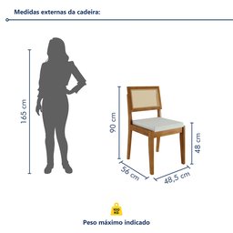 Conjunto Sala de Jantar Mesa Monalisa com 6 Cadeiras Rainha em Madeira Maciça - 8