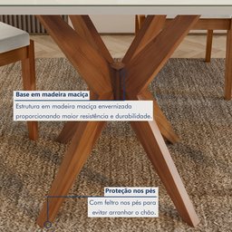 Mesa de Jantar para 4 Lugares 120x90cm Donna em Madeira Maciça - 3
