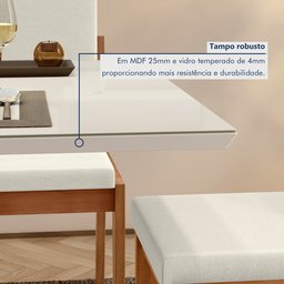 Mesa de Jantar para 4 Lugares 120x90cm Donna em Madeira Maciça - 4
