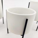 Ver imagem 4 de Vasinho com Suporte Branco 15/13/11cm Planta Vaso Base 3PÇ