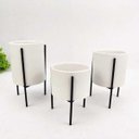 Ver imagem 2 de Vasinho com Suporte Branco 15/13/11cm Planta Vaso Base 3PÇ
