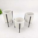 Ver imagem 3 de Vasinho com Suporte Branco 15/13/11cm Planta Vaso Base 3PÇ
