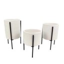Ver imagem 1 de Vasinho com Suporte Branco 15/13/11cm Planta Vaso Base 3PÇ