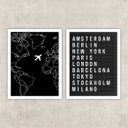 Ver imagem 1 de Kit 2 Quadros Viagem Placa de Aeroporto 24x18cm:madeira Preta