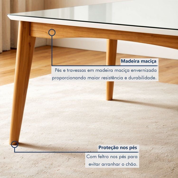 Mesa de Jantar para 6 Lugares 160CMX90CM Monalisa em Madeira
