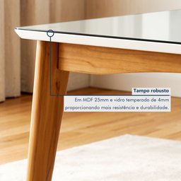 Mesa de Jantar para 6 Lugares 160cmx90cm Monalisa em Madeira Maciça - 4