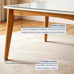 Mesa de Jantar para 6 Lugares 160cmx90cm Monalisa em Madeira Maciça - 6