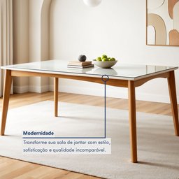 Mesa de Jantar para 6 Lugares 160cmx90cm Monalisa em Madeira Maciça - 7