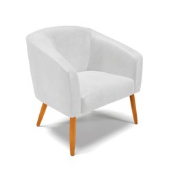 Poltrona Stella Corano Branco Pés Palito Castanho - D'Rossi - 1