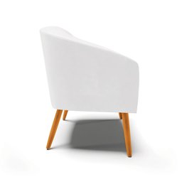 Poltrona Stella Corano Branco Pés Palito Castanho - D'Rossi - 4