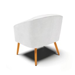 Poltrona Stella Corano Branco Pés Palito Castanho - D'Rossi - 5