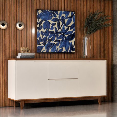 Buffet 2 Portas Flow:off White/freijo