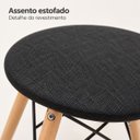 Ver imagem 4 de Banqueta Estofada Redonda Baixa 35cm Diâmetro Pés Madeira Estrutura Metálica 46cm Altura - Preta