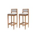Ver imagem 2 de Kit 2 Banquetas Madeira Mel Pub Assento Encosto Estofados:Mel com Linho Prata