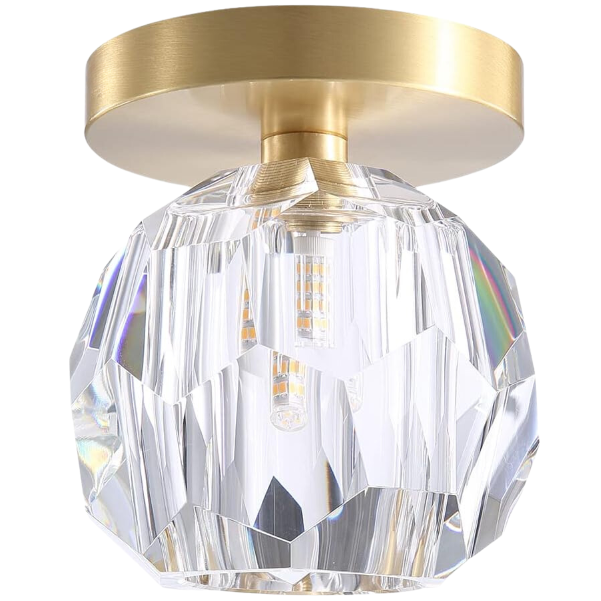 Lustre Plafon Teto 13cm Cristal Flowers Metal Dourado Gimpo Kjgd-021-gold