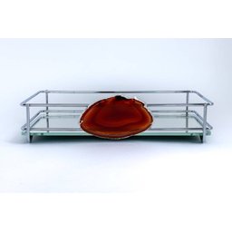 Bandeja Espelhada Fence Ágata Ambar 10 X 20 Cm Cromada Hara - 1