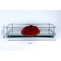 Bandeja Espelhada Fence Ágata Ambar 10 X 20 Cm Cromada Hara - 2