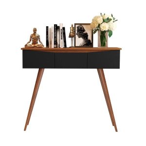Aparador / Bancada Par Estilo Retrô com Tampo em Mdf de 15mm com Bordas Usinadas Cor Preto/freijó M.