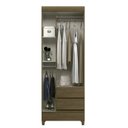 Ver imagem 2 de Guarda Roupa 3 Portas 2 Gavetas com Pés Marrom/Jequitibá