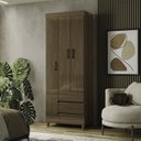 Ver imagem 1 de Guarda Roupa 3 Portas 2 Gavetas com Pés Marrom/Jequitibá