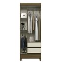 Ver imagem 2 de Guarda Roupa 3 Portas 2 Gavetas com Pés Marrom/Jequitibá/Off
