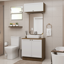 Ver imagem 1 de Conjunto Gabinete para Banheiro 80cm 3 Portas Rustic/Branco Vik Madesa 02