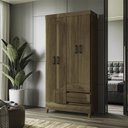 Ver imagem 1 de Guarda Roupa 4 Portas 2 Gavetas com Pés Marrom/Jequitibá
