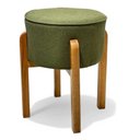 Ver imagem 2 de Puff Banqueta Redondo Pés de Madeira Luxo Lar & Estilo Verde