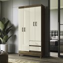 Ver imagem 1 de Guarda Roupa 4 Portas 2 Gavetas com Pés Marrom/Jequitibá/Off