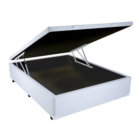 Cama Box Baú Casal Sintético Branco 138x188