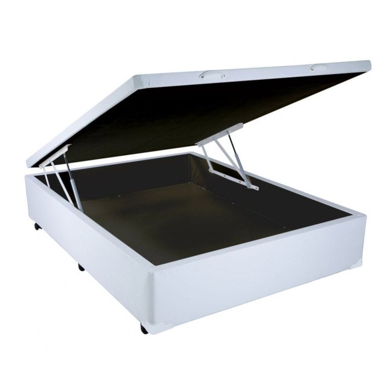Cama Box Baú Casal Sintético Branco 138x188 Cama Box Baú Casal Sintético Branco 138x188