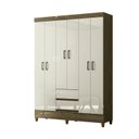 Ver imagem 3 de Guarda Roupa 6 Portas 2 Gavetas com Pés Marrom/Jequitibá/Off