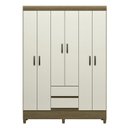 Ver imagem 5 de Guarda Roupa 6 Portas 2 Gavetas com Pés Marrom/Jequitibá/Off