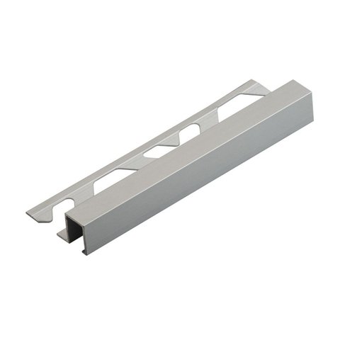 Perfil Listelo Firenze Aluminio Matte Acabamento Porcelanato 12mm x 10mm 3m Cinza/Marrom Fosco Viscardi