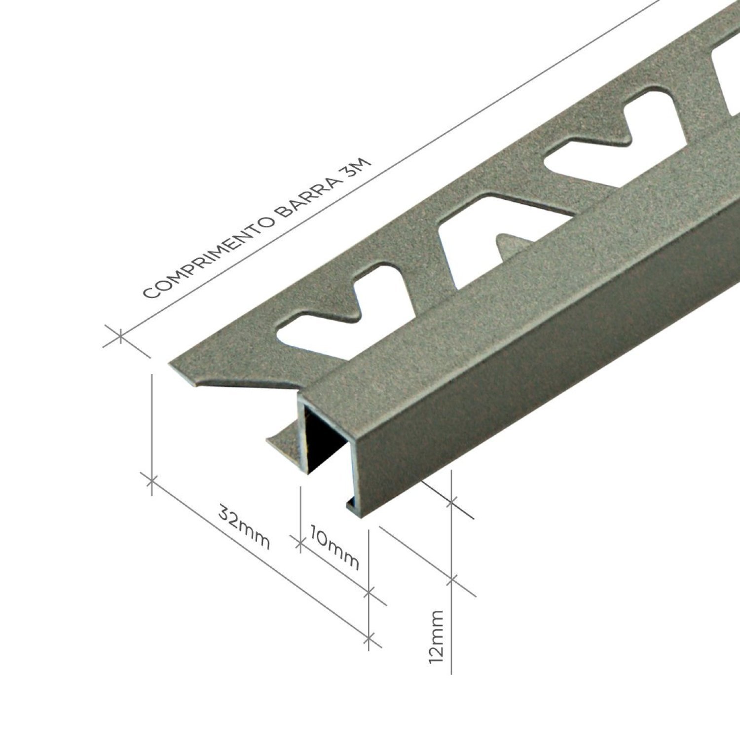 Perfil de Alumínio para Acabamento 10mm X 1,2cm Firenze Pedra Gray Viscardi - 5