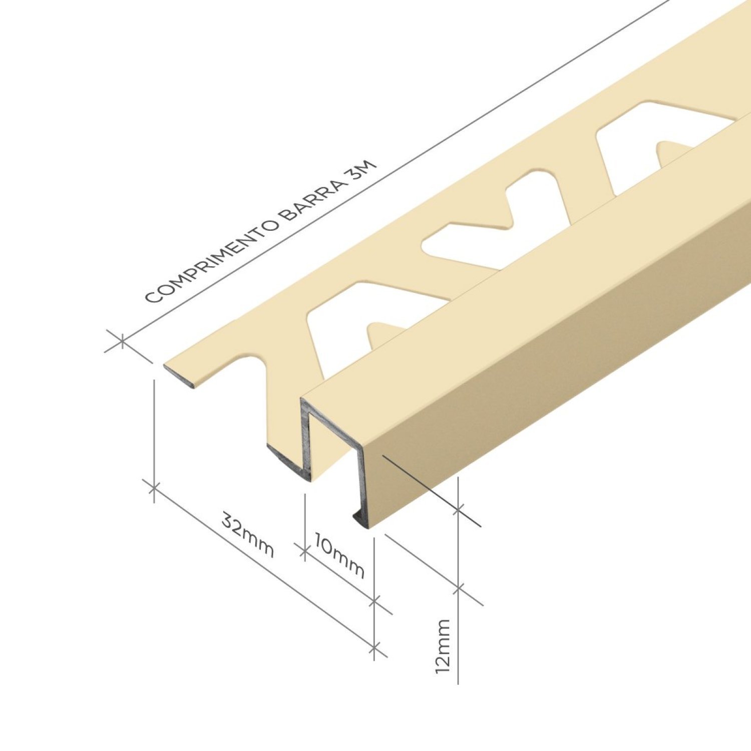 Perfil de Alumínio para Acabamento 10mm X 1,2cm Firenze Champagne Viscardi - 4