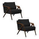 Ver imagem 1 de Kit 2 Poltronas Sala de Estar Madeira Maciça Mel Monique Assento Veludo Preto