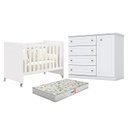 Ver imagem 1 de Berço Americano Evolution 4 em 1 Branco Acetinado Reller e Cômoda Americano Branco Hp e Colchão Gazi