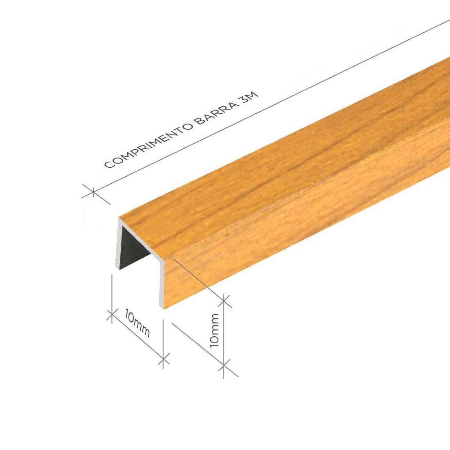 Perfil de Alumínio para Acabamento 10mm X 1,0cm Luxor | MadeiraMadeira