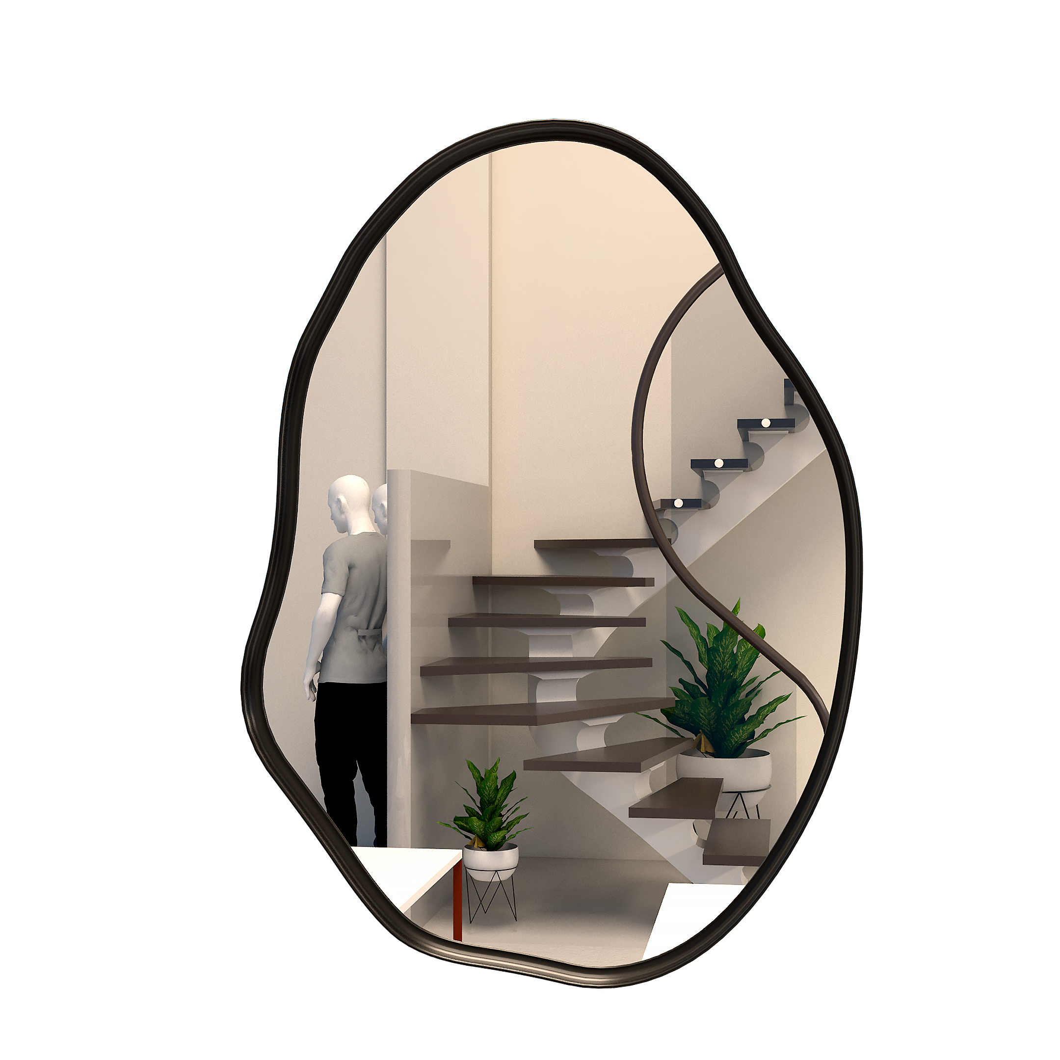 Espelho Orgânico Grande com Moldura Metal Decorativo 70x50cm Luxo ...