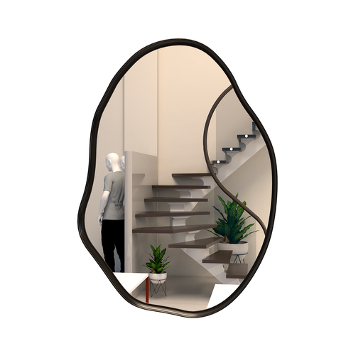 Espelho Orgânico Grande com Moldura Metal Decorativo 70x50cm Luxo